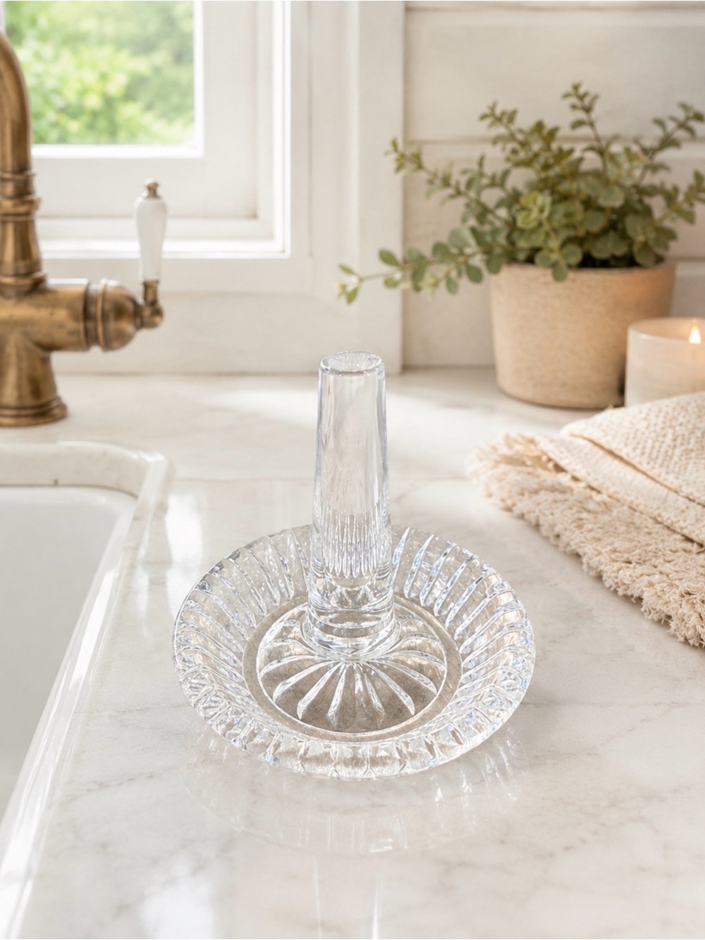 Vintage Clear Glass Ring Holder